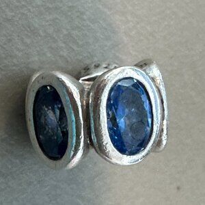 Authentic Pandora Charm - Silver & Blue Oval Lights Charm S925 ALE - EUC